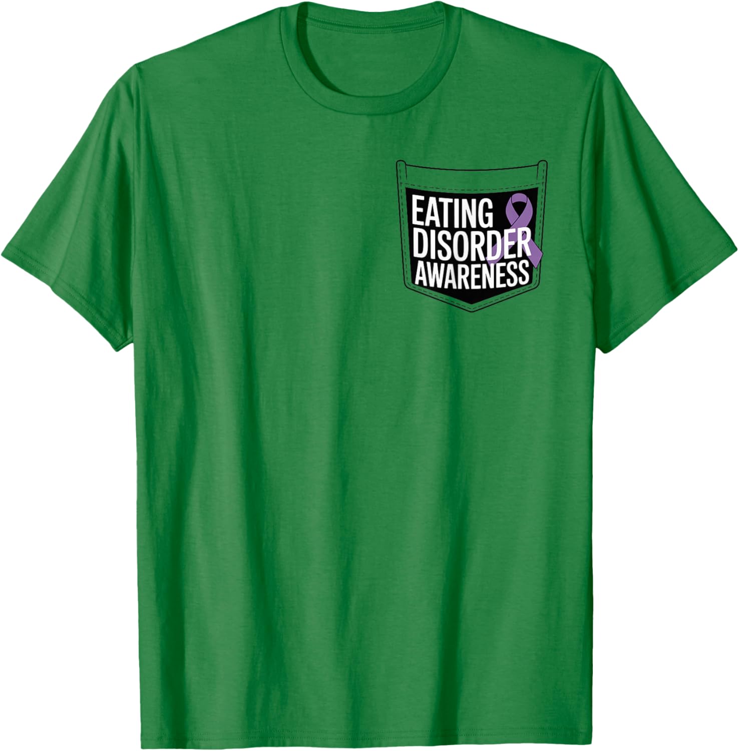 Eating Disorder Awareness Pocket Wear Periwinkle Ribbon T-Shirt - T-Shirt | Irish Green