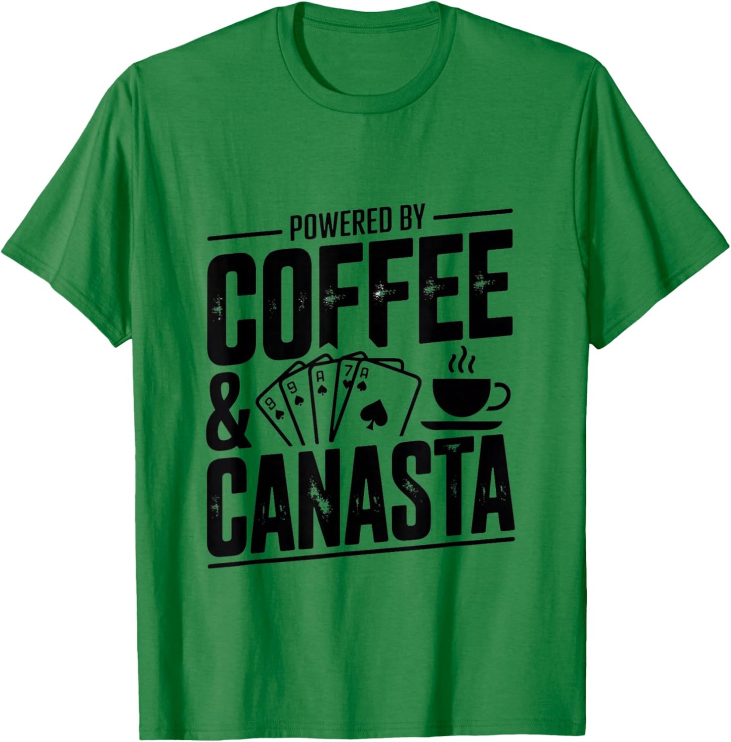 Powered by Canasta and Coffee Card Game Canasta Lover Card T-Shirt - T-Shirt | Irish Green