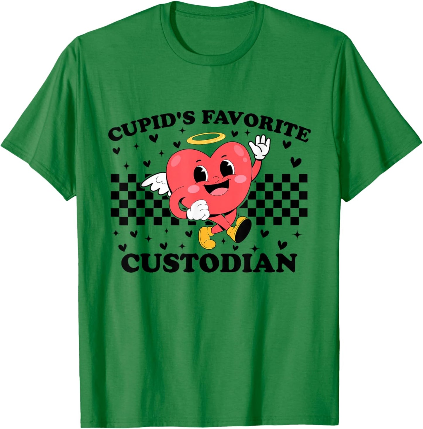 Cupid’s Favorite Custodian Valentines Funny Cupid T-Shirt - T-Shirt | Irish Green