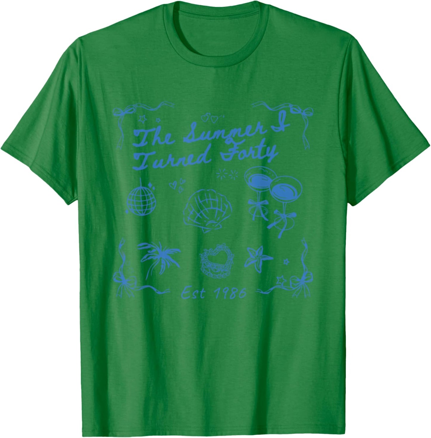 Summer I Turned Forty 40th Birthday Seashell Coastal Beach T-Shirt - T-Shirt | Irish Green
