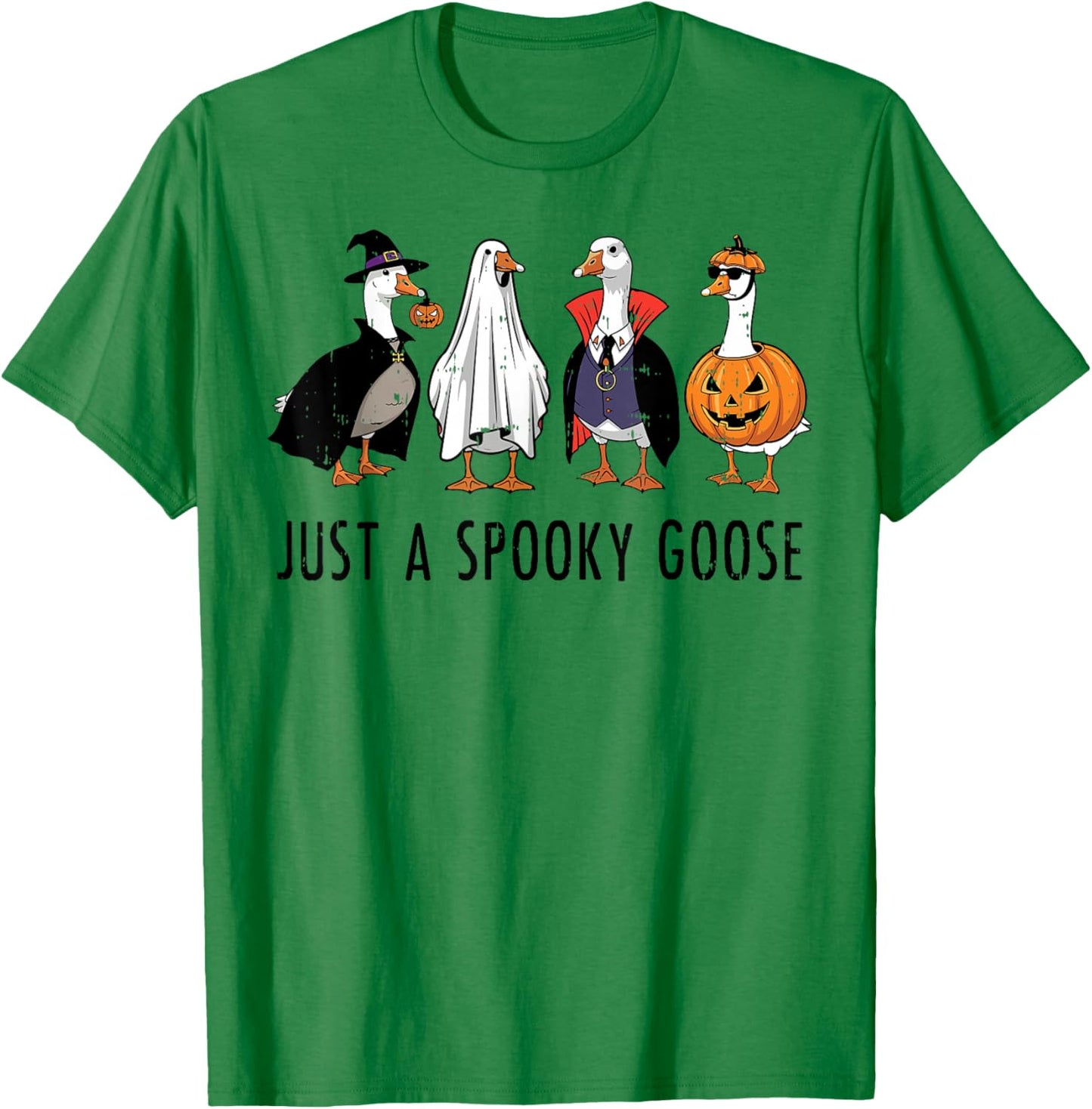 Halloween Just A Spooky Goose Funny Costume Men Women Kids T-Shirt - T-Shirt | Irish Green