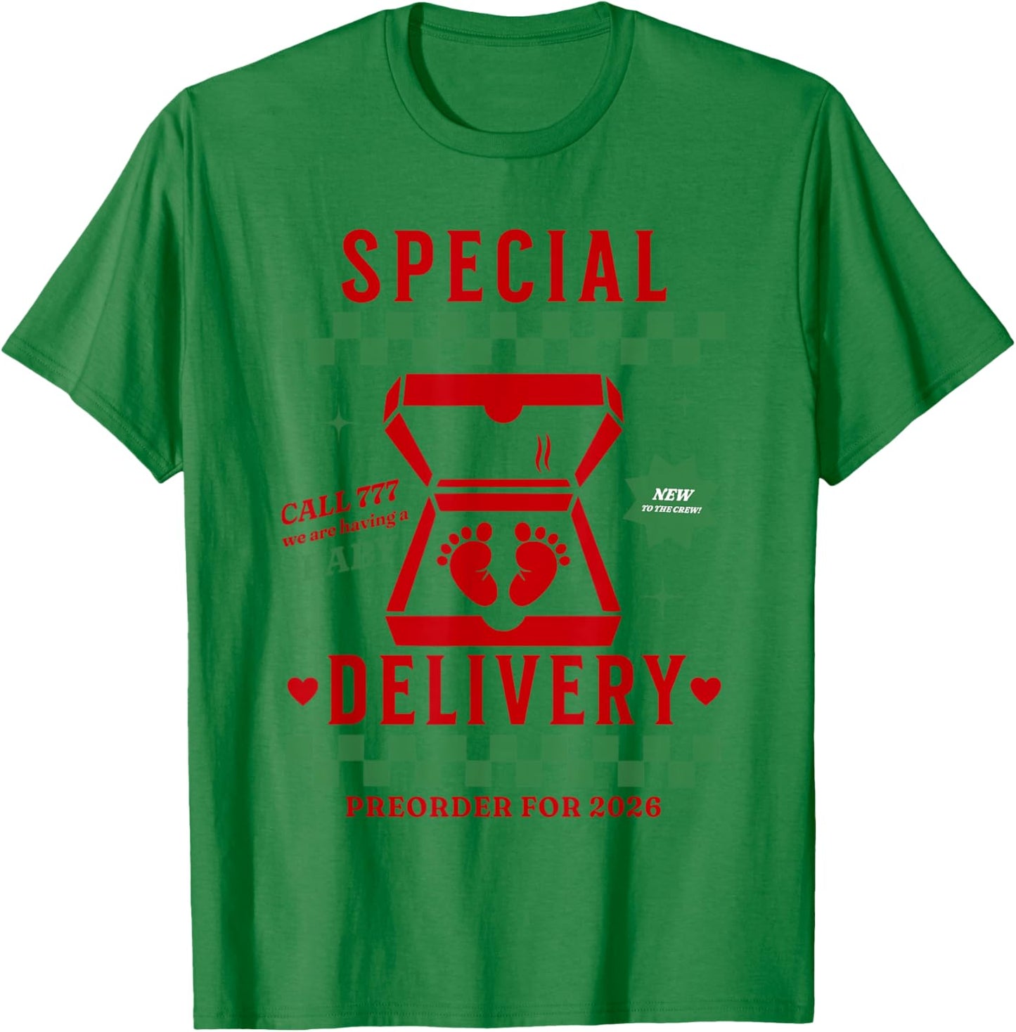 Funny Pregnancy Announcement Pizza Box Special Delivery T-Shirt - T-Shirt | Irish Green