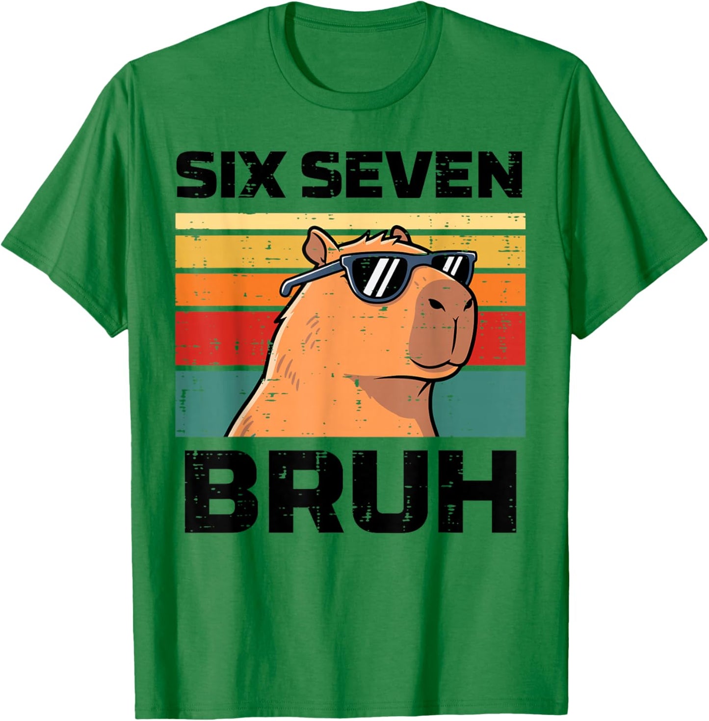 Six Seven Bruh Capybara Funny 67 6 7 Meme Kids Boys Youth T-Shirt - T-Shirt | Irish Green