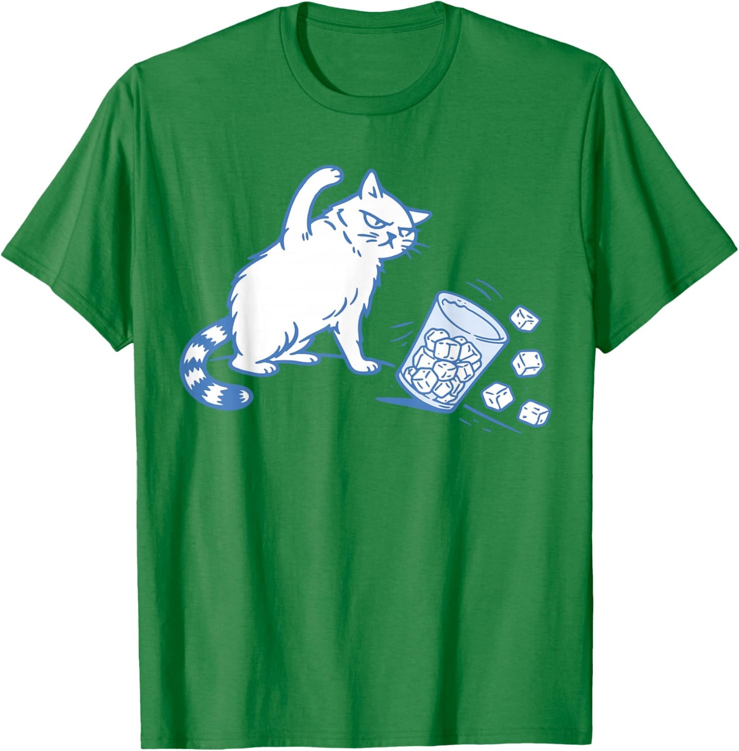 Angry Cat Pushing Cup of Ice Sarcastic Men Women No Ice Cat T-Shirt - T-Shirt | Irish Green