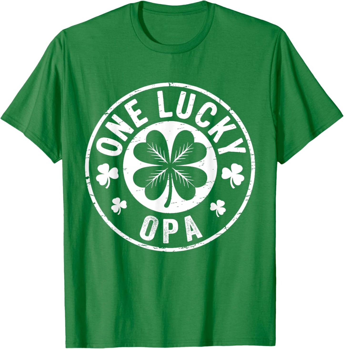 Vintage One Lucky Opa St Patricks Day Matching Family Dad T-Shirt - T-Shirt | Irish Green