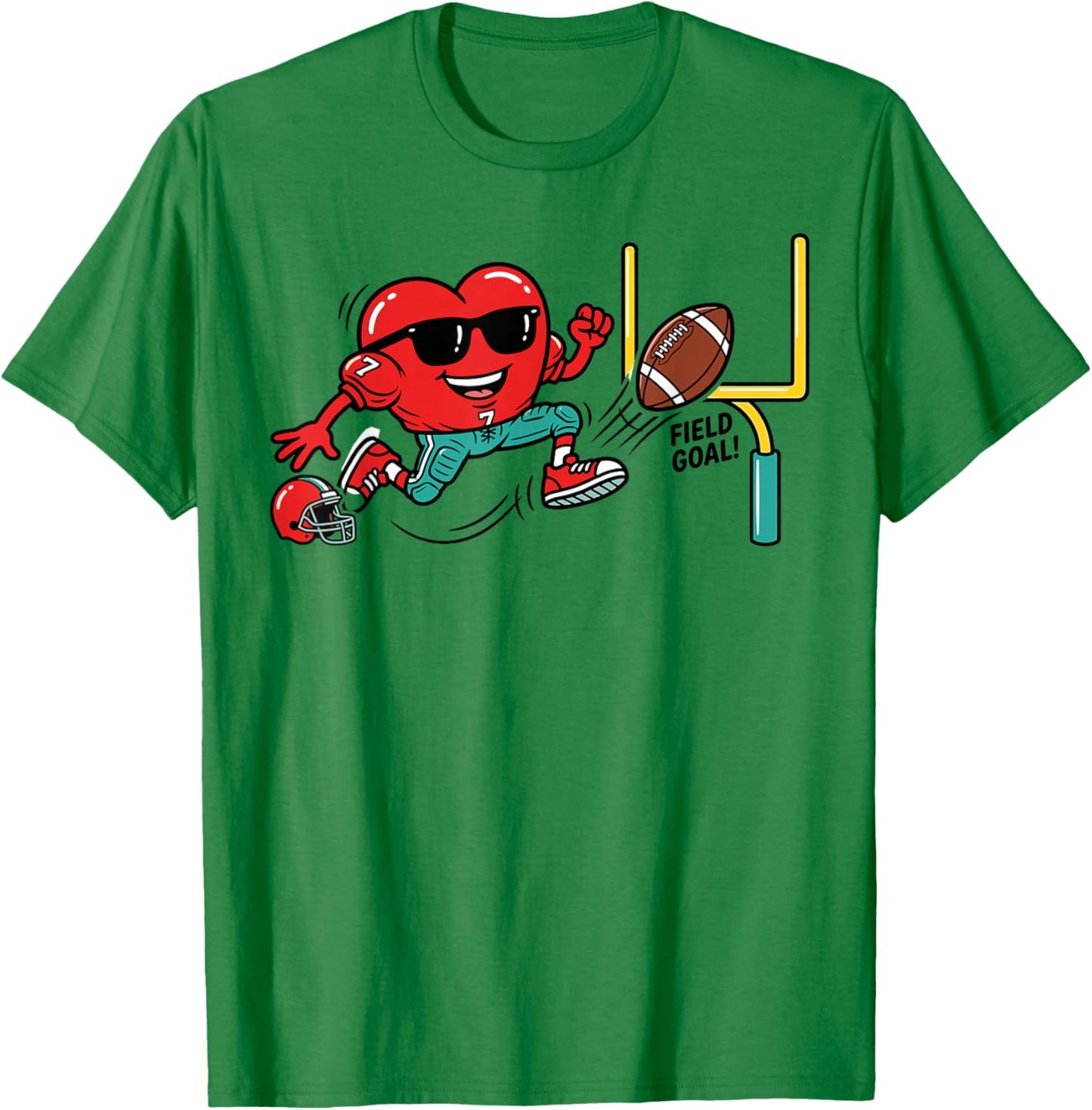 Heart Valentines Day Football Men Boys Kids Teens T-Shirt - T-Shirt | Irish Green