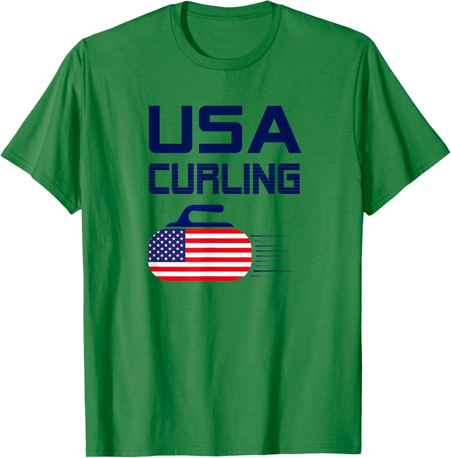 American Flag USA Ice Curling Rock Curler T-Shirt - T-Shirt | Irish Green