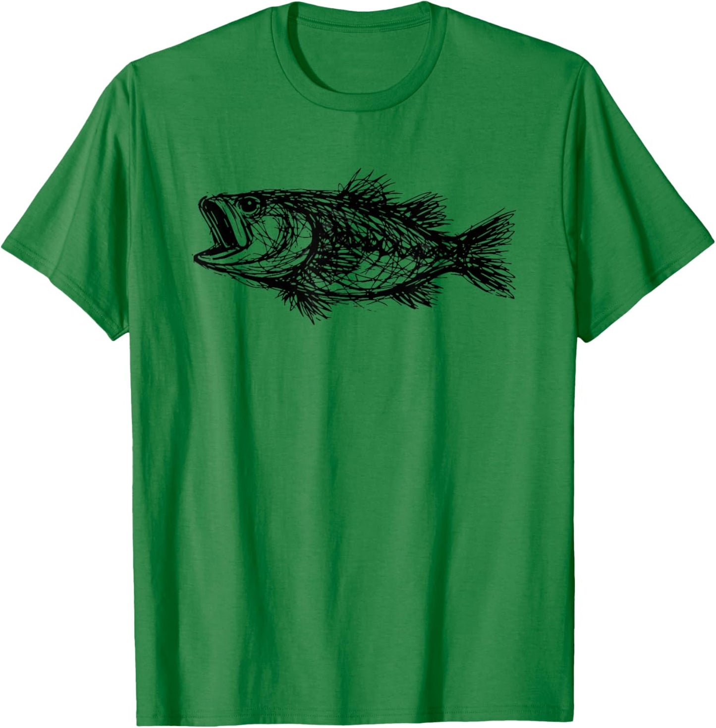 Minimal Line Art Minimalist Abstract Sketch Scribble Bass T-Shirt - T-Shirt | Irish Green