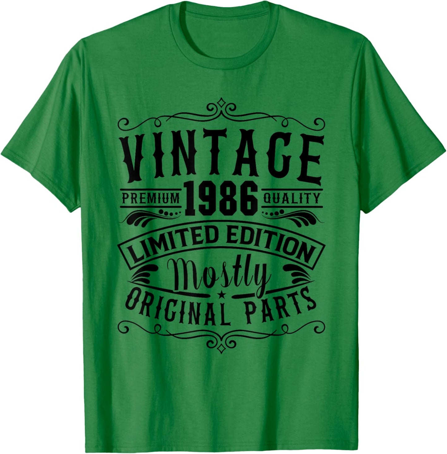Born in 1986 Birthday, Vintage Mostly Original Parts Funny T-Shirt - T-Shirt | Irish Green