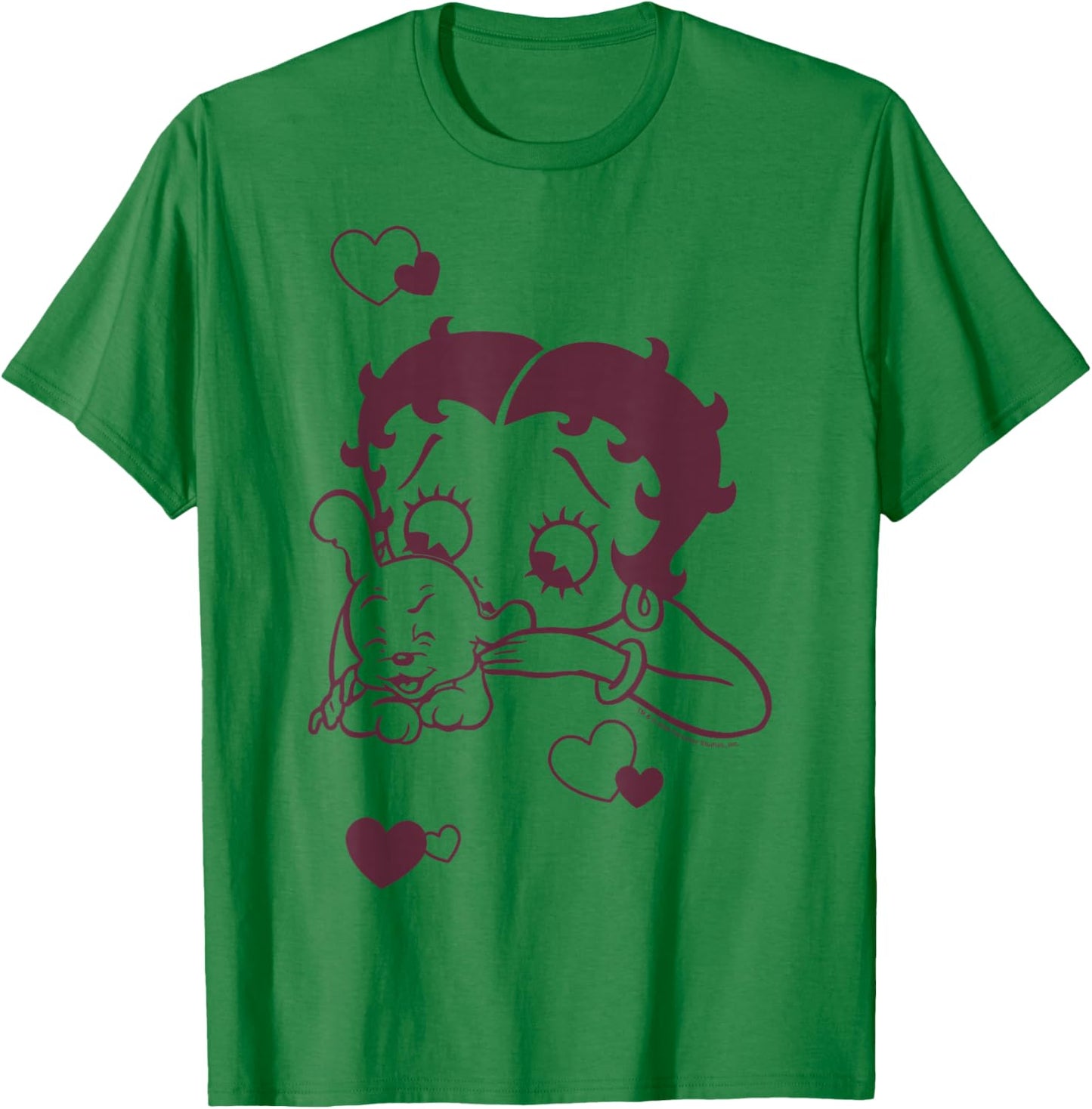 Betty Boop Betty Hugging Pudgy Heart T-Shirt - T-Shirt | Irish Green