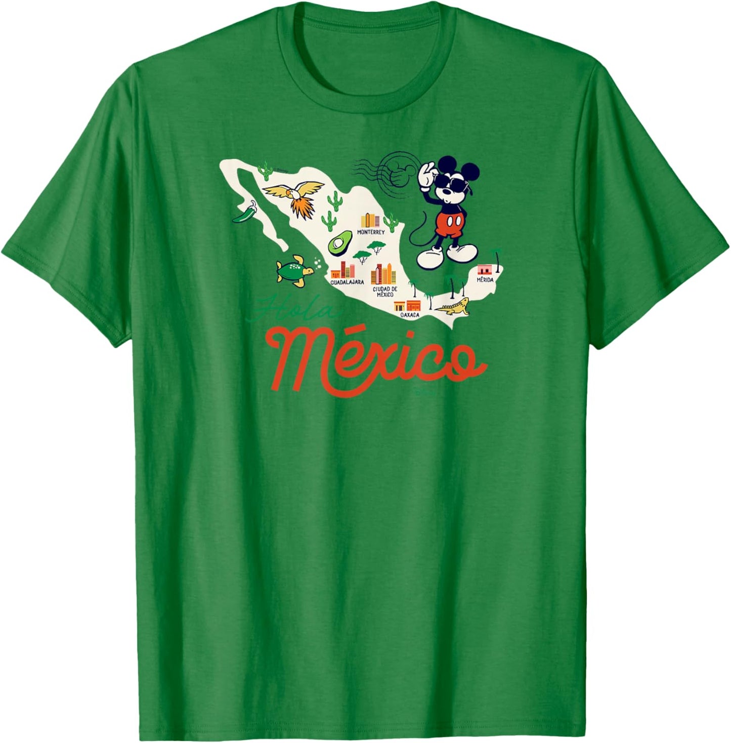 Mickey Mouse - Hola Mexico Map T-Shirt - T-Shirt | Irish Green