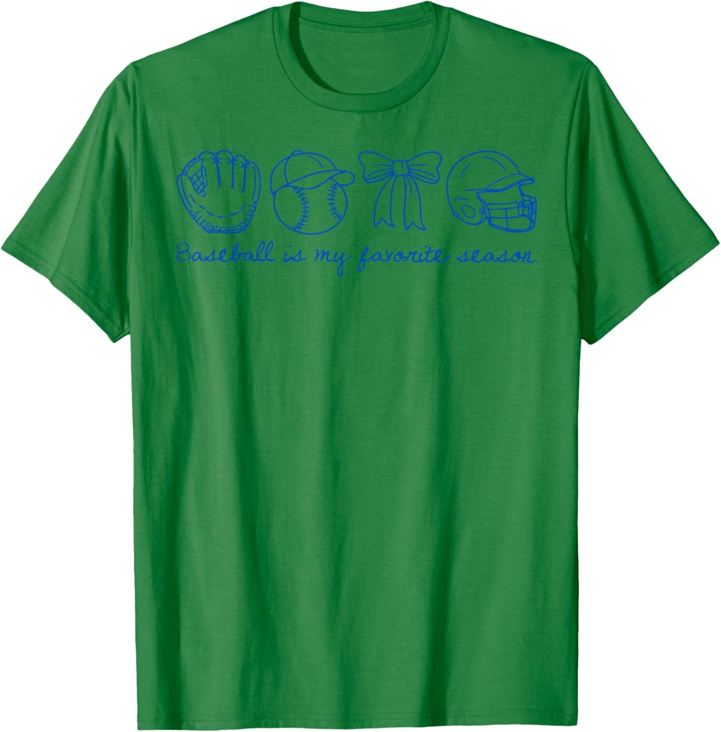 Baseball is My Favorite Season Coquette Bow Women Girls T-Shirt - T-Shirt | Irish Green