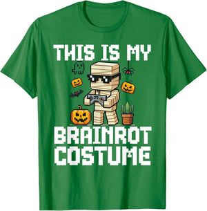 Brainrot Halloween Costume Shirt Kids Zombie Brainrot Gamer T-Shirt - T-Shirt | Irish Green
