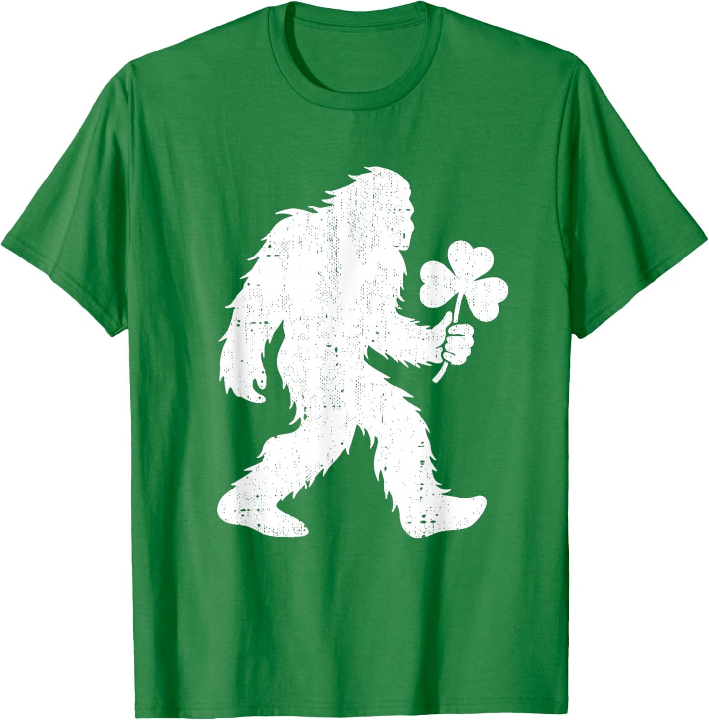 Bigfoot Shamrock St Patricks Day Adults Kids March T-Shirt - T-Shirt | Irish Green