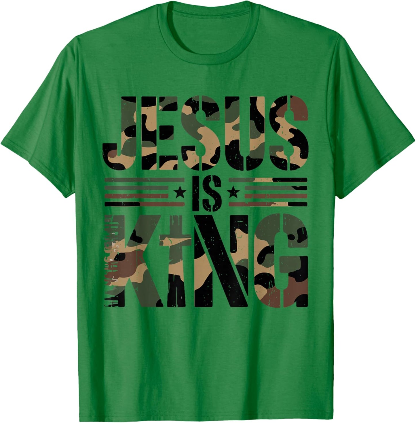 Camo Jesus is King Cross Christian Camouflage Religious Gift T-Shirt - T-Shirt | Irish Green