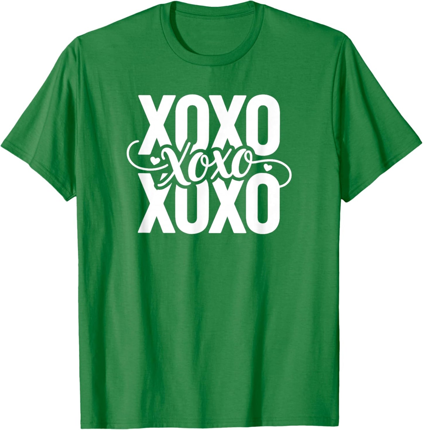 XOXO Hugs and Kisses Pink Retro Typography Valentine T-Shirt - T-Shirt | Irish Green