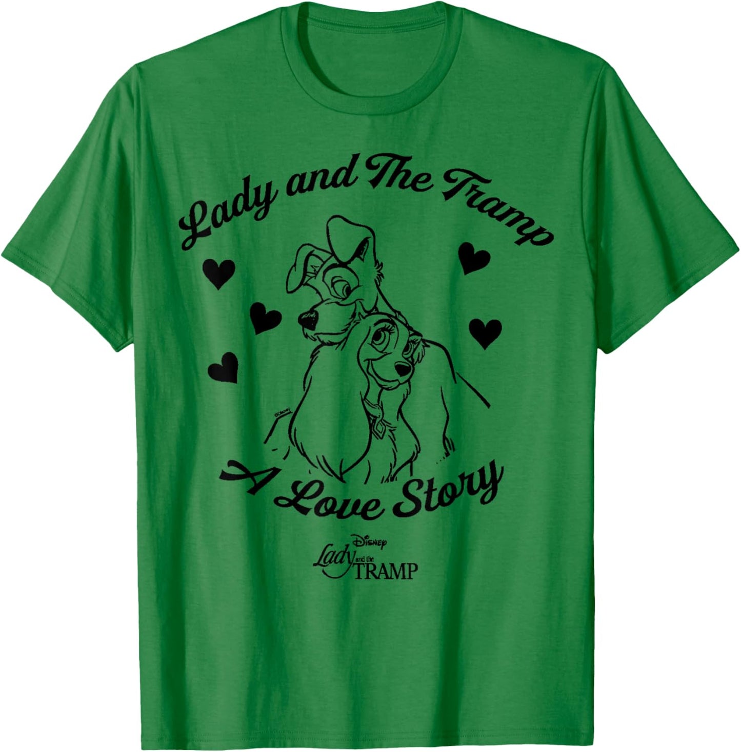 Disney Lady and The Tramp Love Heart T-Shirt - T-Shirt | Irish Green
