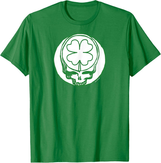 Grateful Dead Steal Your Face Four Leaf Clover Vintage Band T-Shirt - T-Shirt | Irish Green