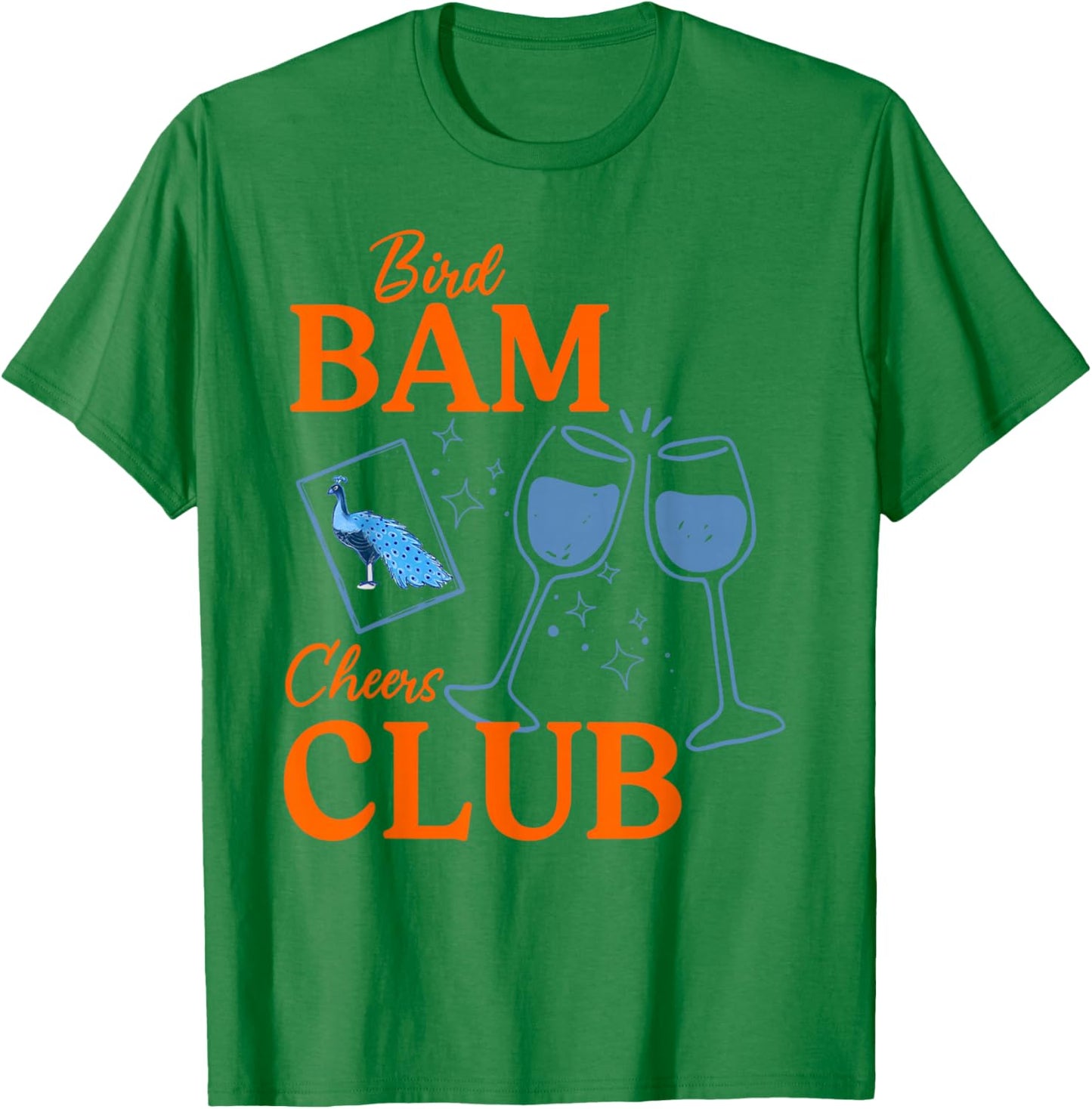 Bird Bam Cheers Club Peacock Mahjong Chinese Mah Jong Wine T-Shirt - T-Shirt | Irish Green
