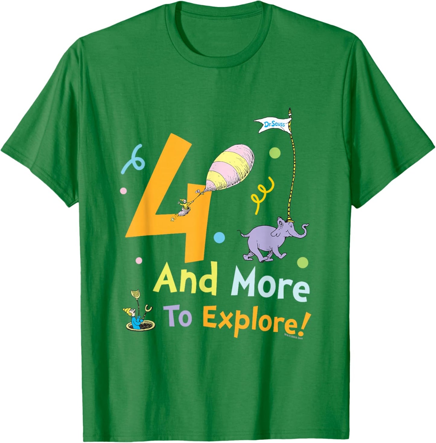 Dr. Seuss 4 and More to Explore Birthday Officially Licensed T-Shirt - T-Shirt | Irish Green