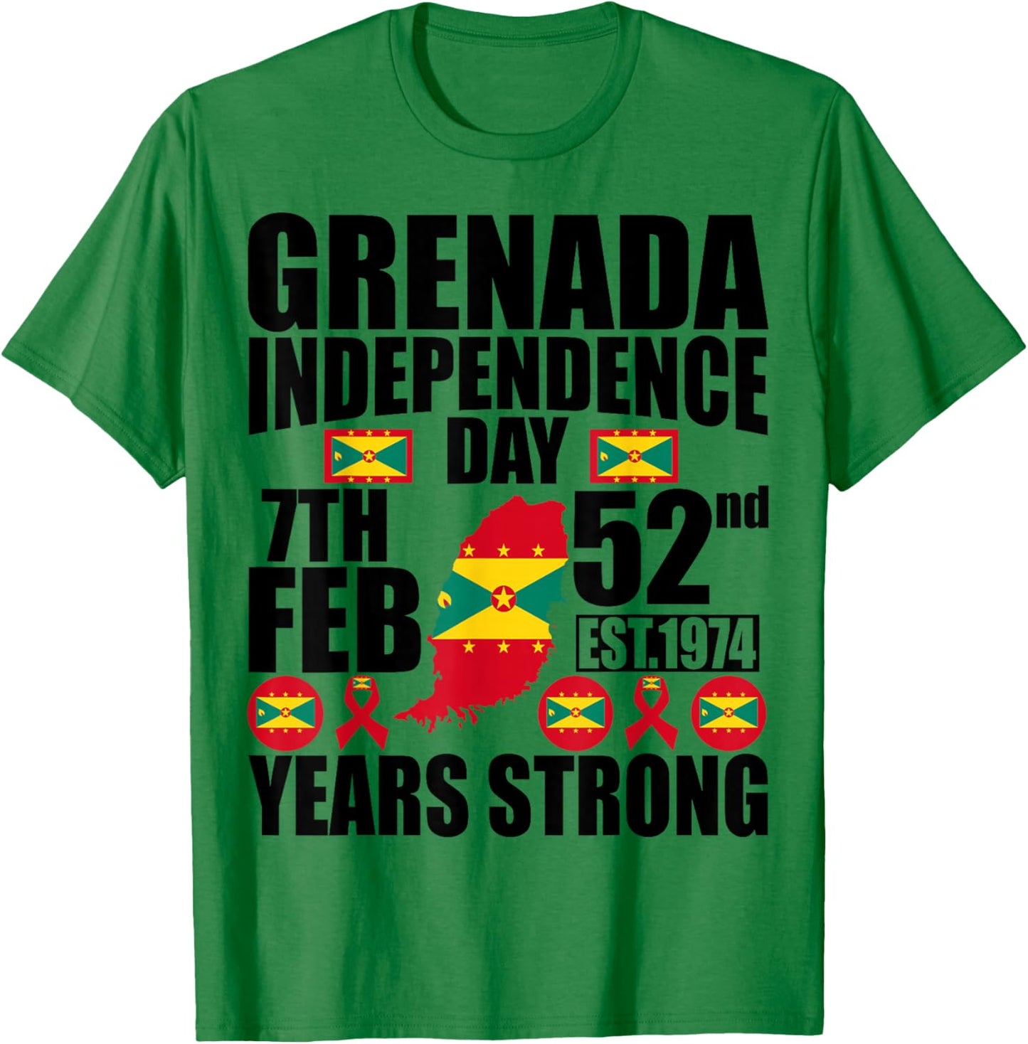 Grenada 52nd Independence Day Grenadian Pride Grenada Flag T-Shirt - T-Shirt | Irish Green