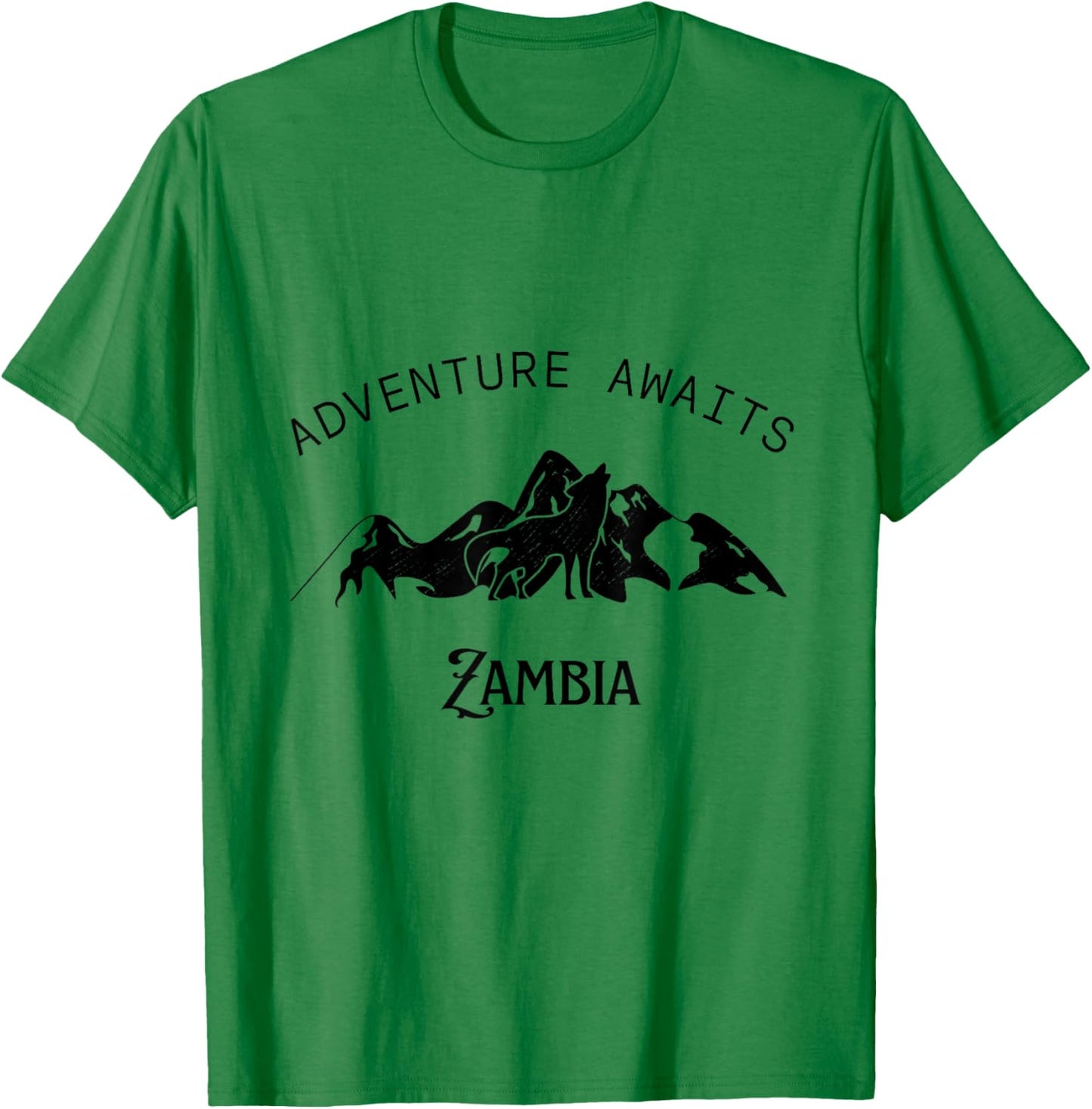 Adventure Awaits Vacation Travel Zambia T-Shirt - T-Shirt | Irish Green
