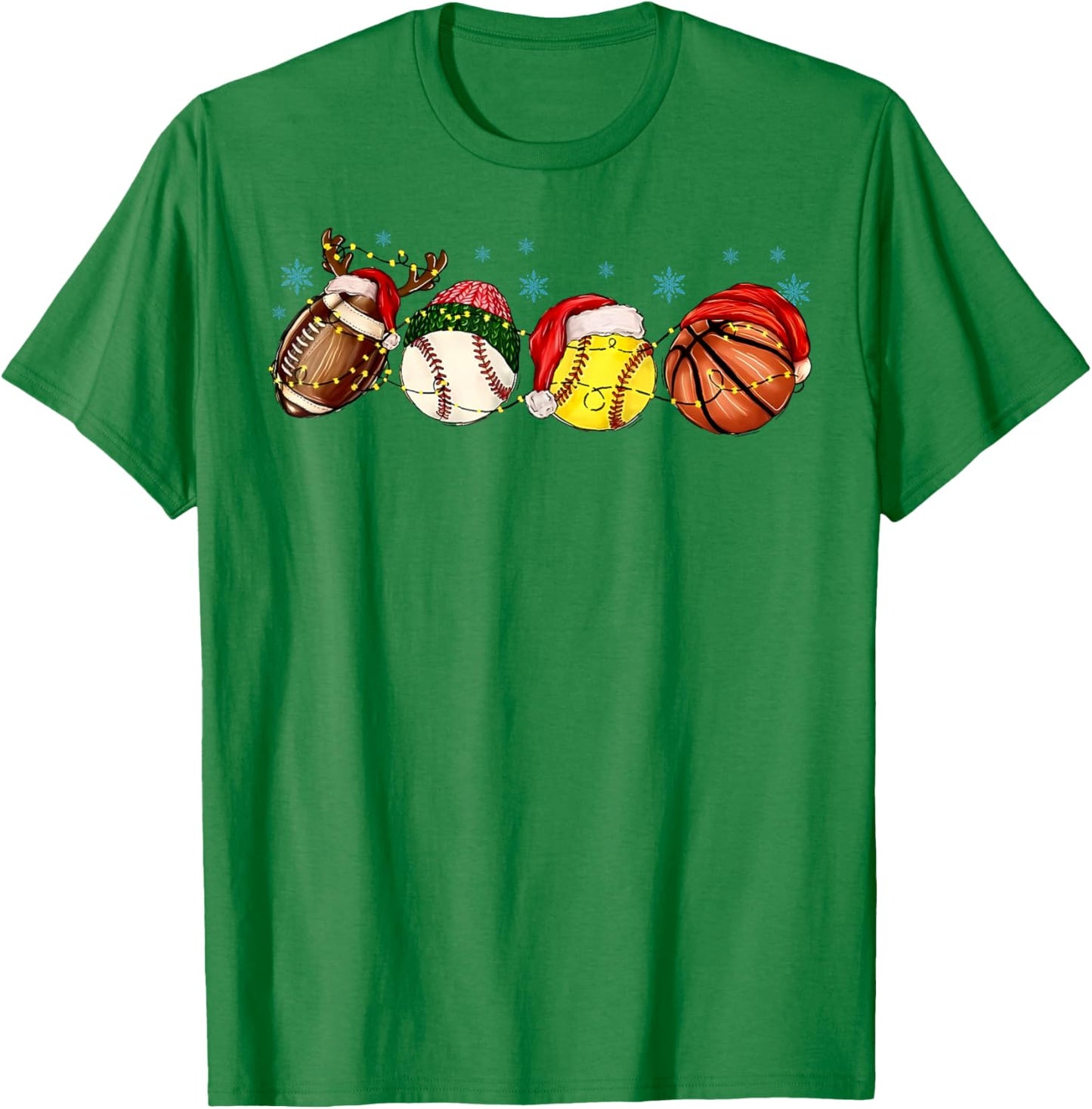 Santa Sports Boys Xmas Baseball Football Softball Basketball T-Shirt - T-Shirt | Irish Green