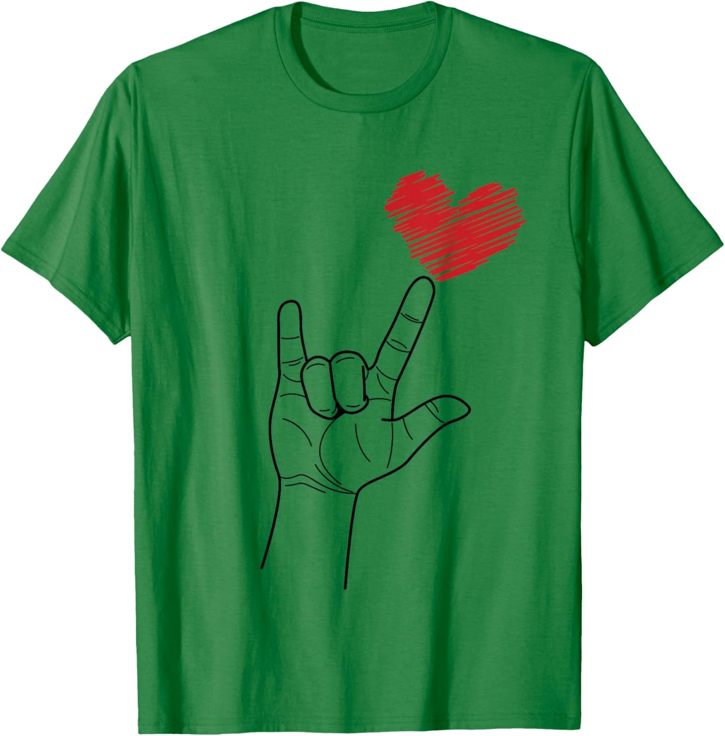 American Sign I Love You Hand Sign ASL Heart Women Kids Men T-Shirt - T-Shirt | Irish Green