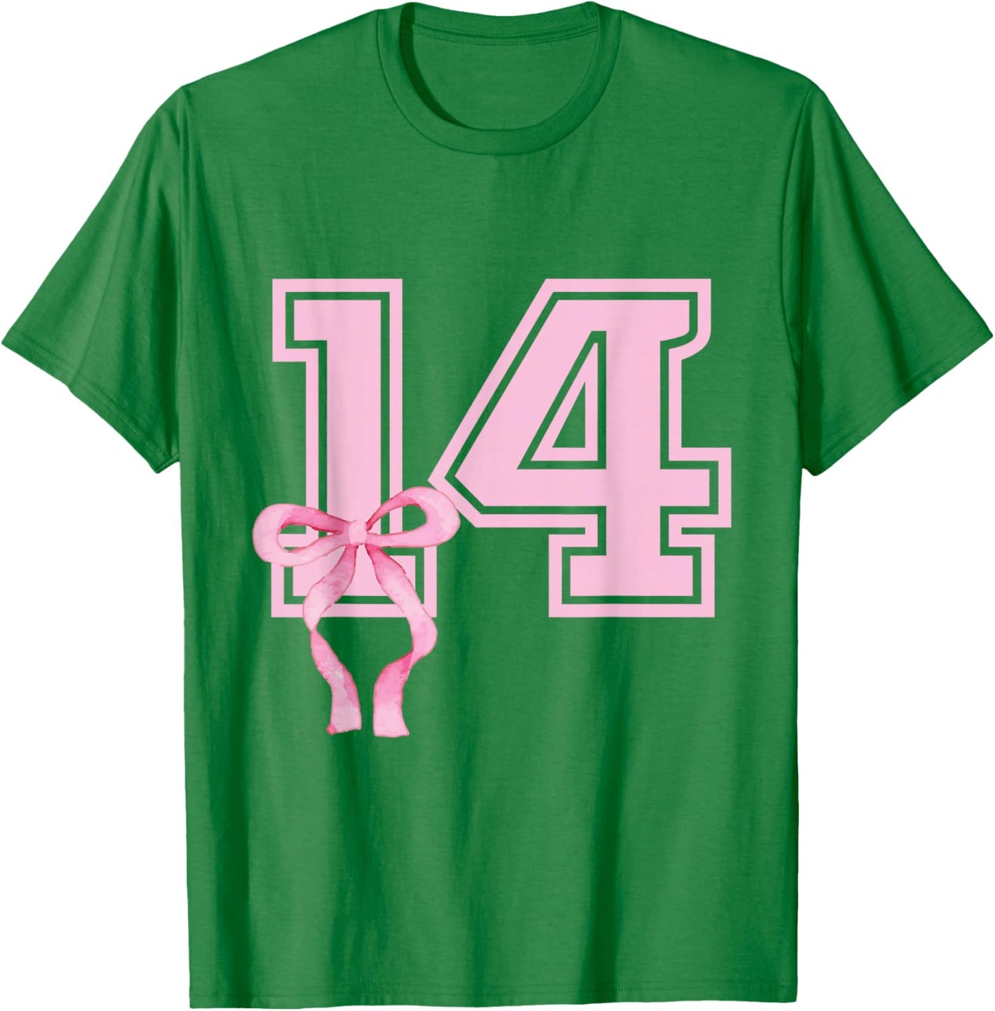 14th Birthday Girl Coquette Pink Bows Fourteenth Years Old T-Shirt - T-Shirt | Irish Green