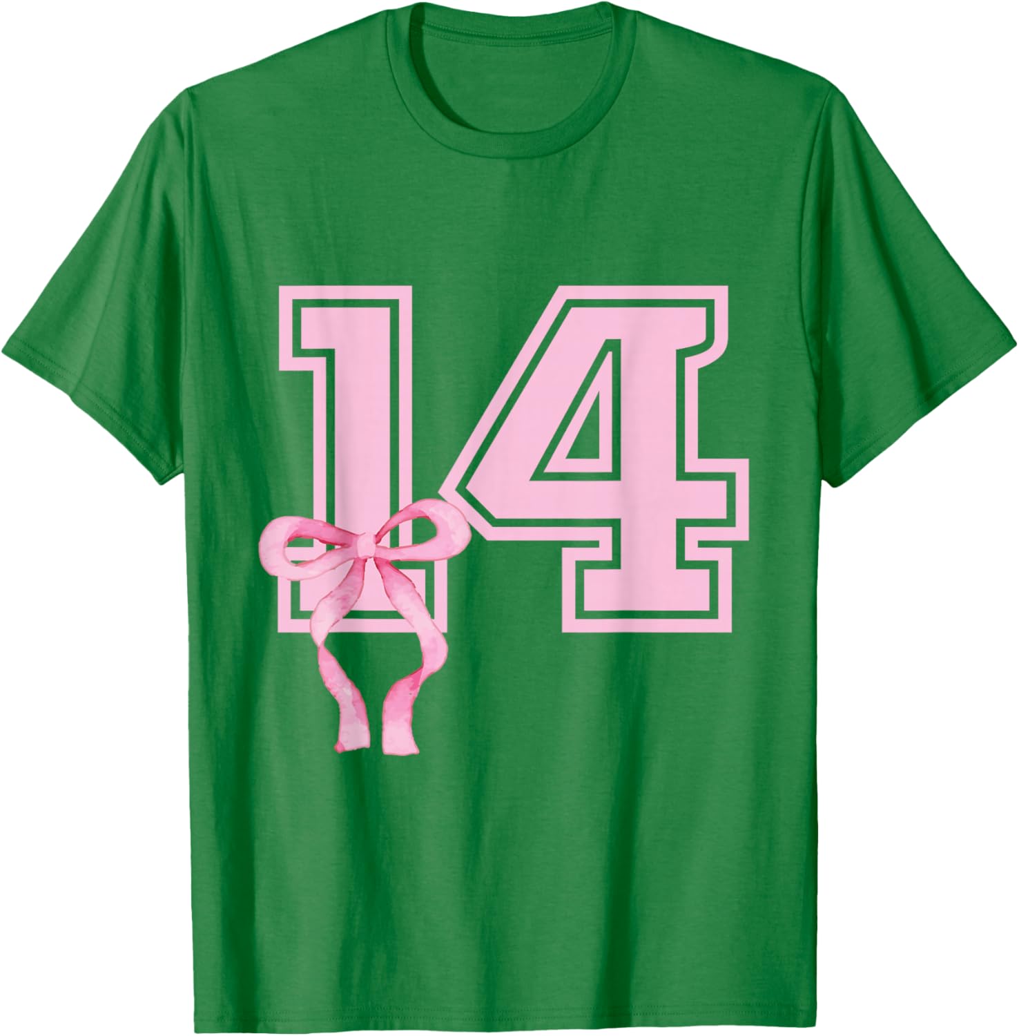 14th Birthday Girl Coquette Pink Bows Fourteenth Years Old T-Shirt - T-Shirt | Irish Green