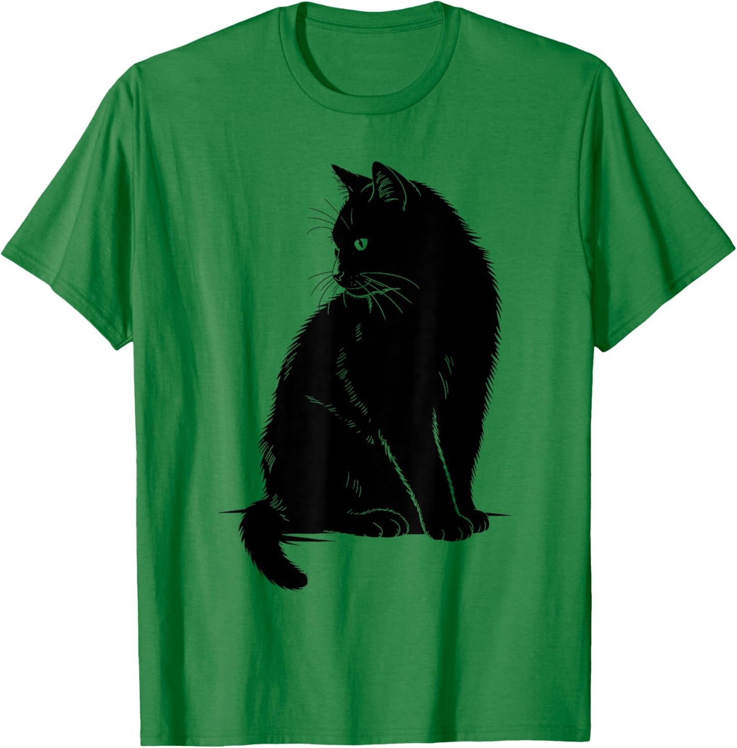 Minimalist Cat Art Cute Black Cat Owner Feline Art Kitten T-Shirt - T-Shirt | Irish Green