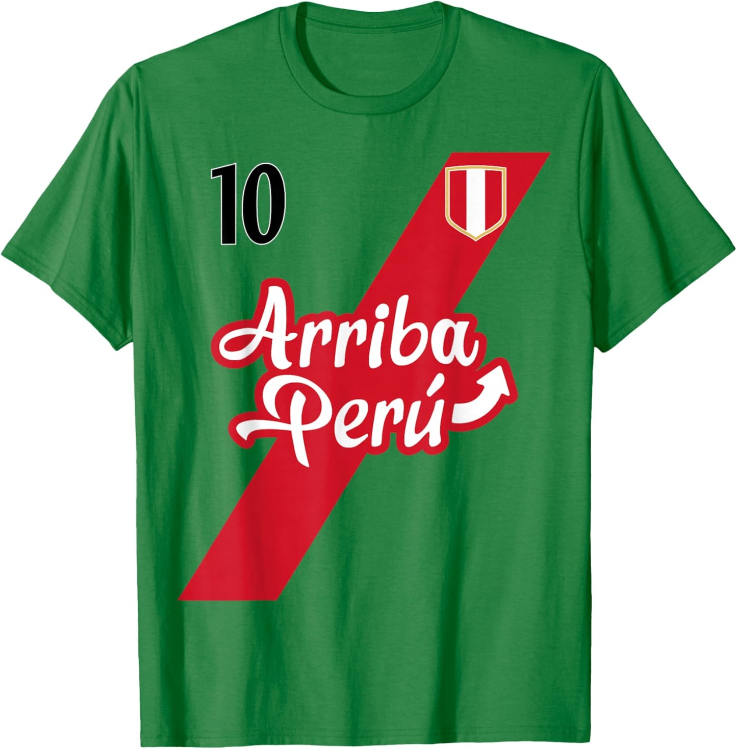 Retro Arriba Peru Soccer Jersey 10 Peruvian Futbol Gift T-Shirt - T-Shirt | Irish Green