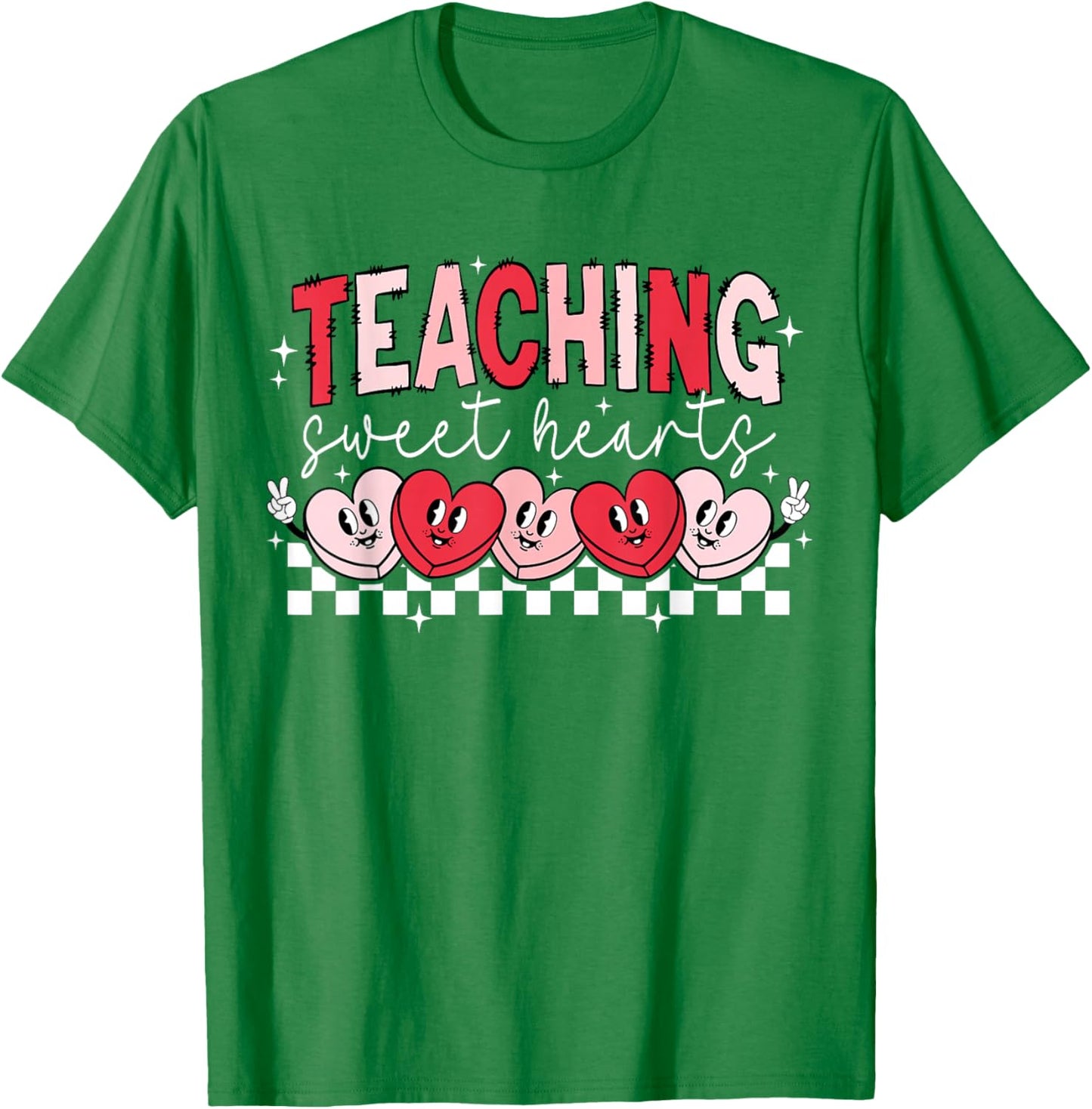 Retro Funny Heart Teaching Sweethearts Teacher Valentines T-Shirt - T-Shirt | Irish Green