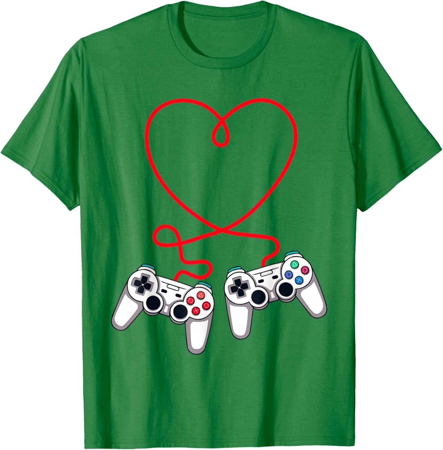 Video Gamer Valentines Day Controllers Heart Teens Boys Kids T-Shirt - T-Shirt | Irish Green