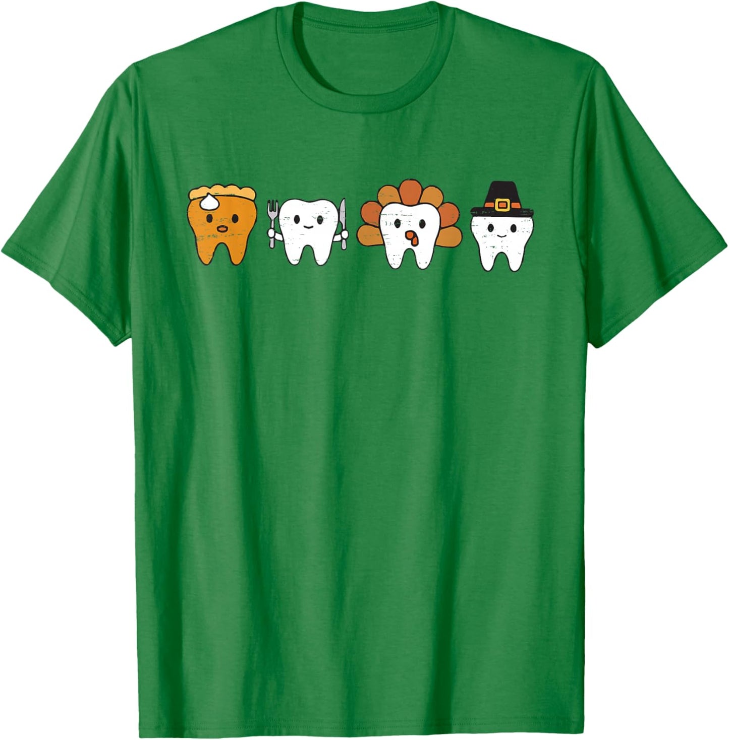 Teeth Turkey Pumpkin Dental Hygienist Dentist Thanksgiving T-Shirt - T-Shirt | Irish Green