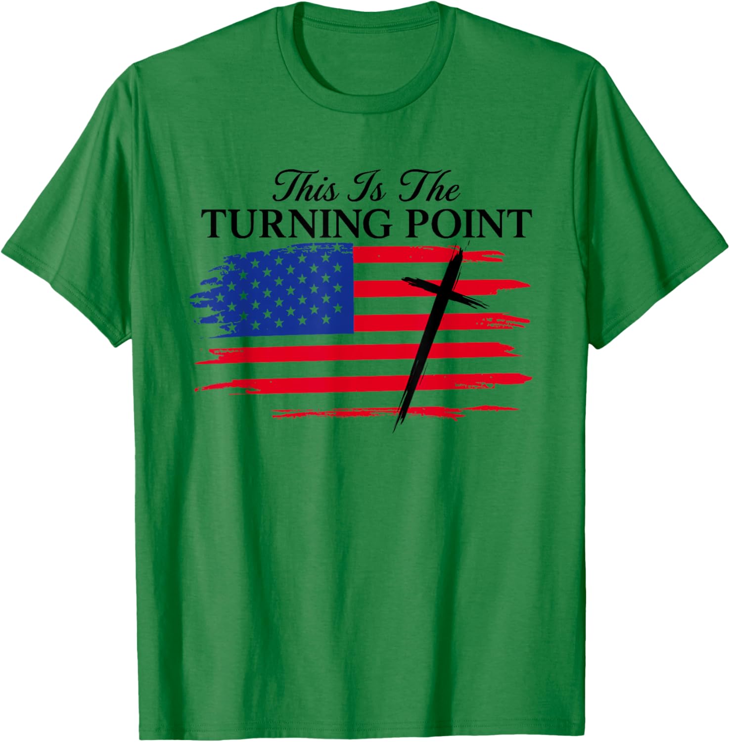 White This is The Turning Point American Flag T-Shirt - T-Shirt | Irish Green