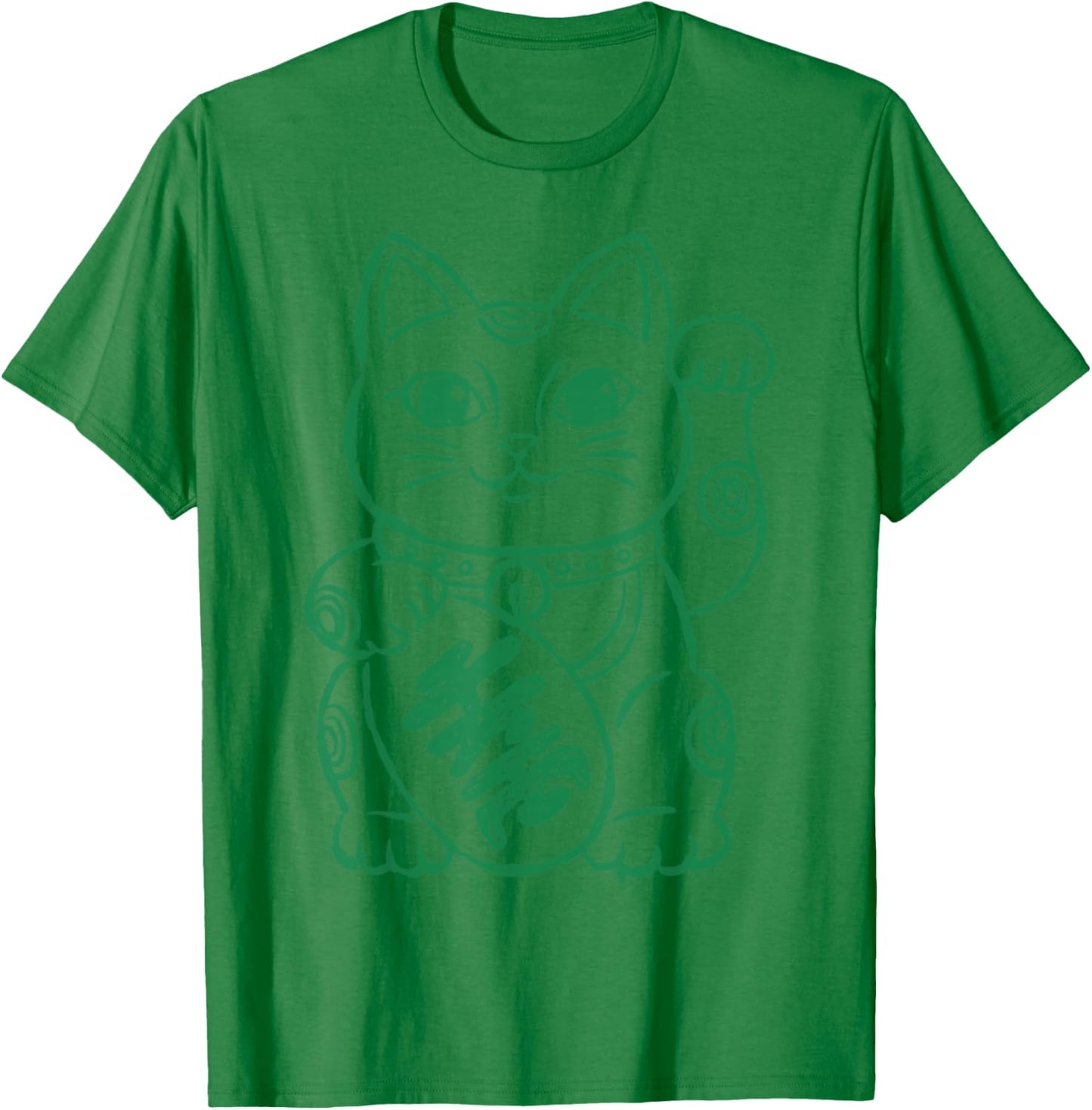 Lucky Chinese Cat Clover Funny Shamrock St Patricks Day T-Shirt - T-Shirt | Irish Green