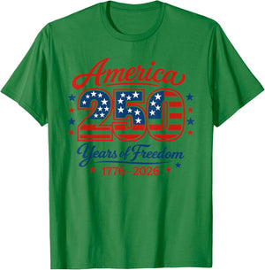 America 250 Years of Freedom 1776 2026 4th July T-Shirt - T-Shirt | Irish Green