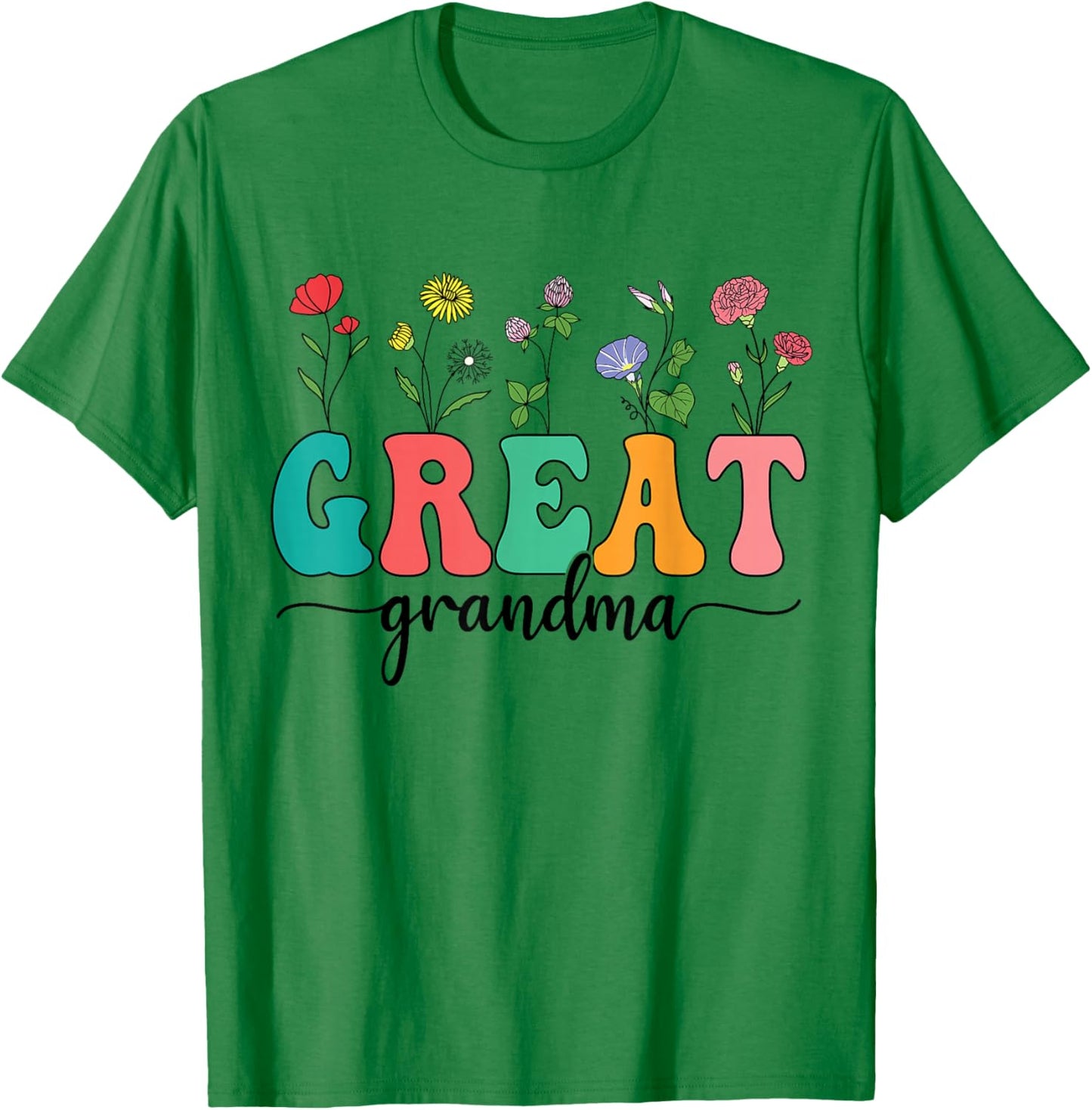 Cute Wildflowers Grandma Floral Mother's Day Great Grandma T-Shirt - T-Shirt | Irish Green