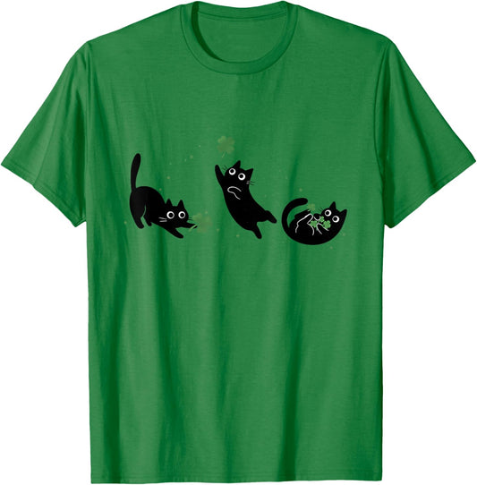 St. Patrick's Day Black Cat T-Shirt - T-Shirt | Irish Green