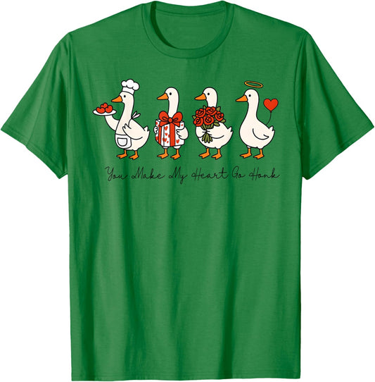 Valentine You Make My Heart Go Honk Funny Silly Goose T-Shirt - T-Shirt | Irish Green