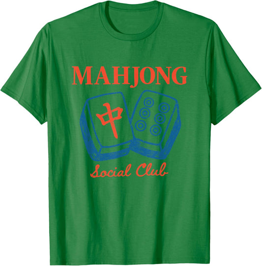 Mahjong Social Club Vintage Mah jongg Tiles Game Night T-Shirt - T-Shirt | Irish Green