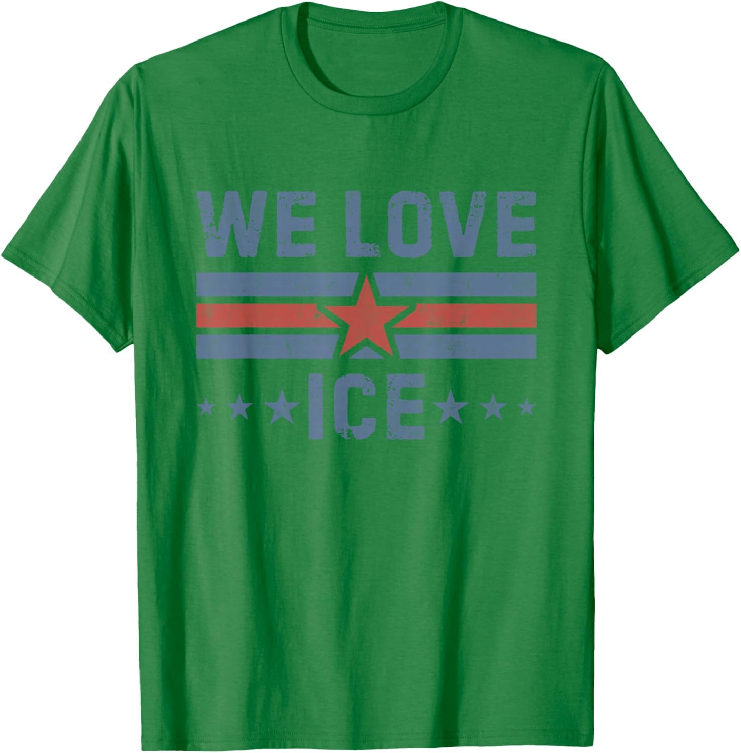 Vintage We Love ICE US Flag Support I.C.E Men Women T-Shirt - T-Shirt | Irish Green