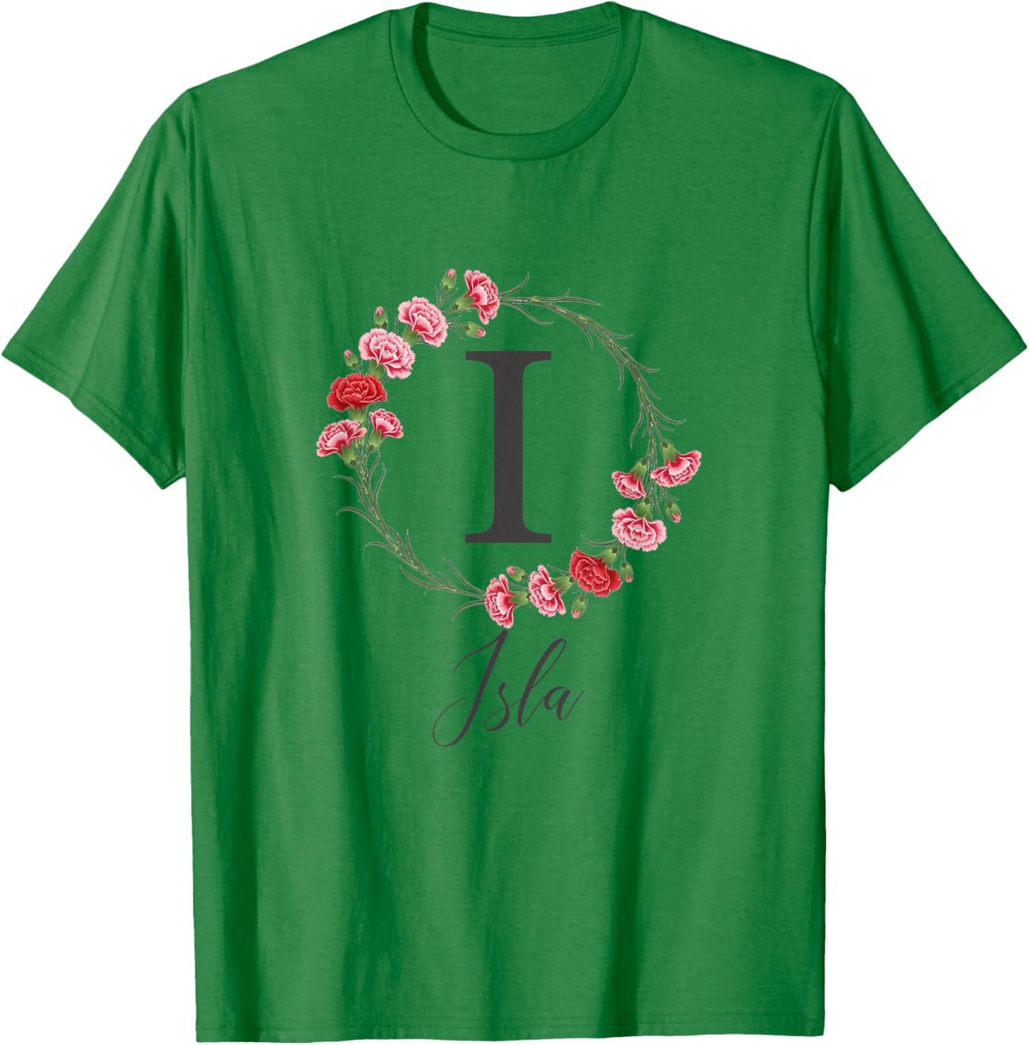 Floral Isla Name Flower Personalized Name Isla T-Shirt - T-Shirt | Irish Green
