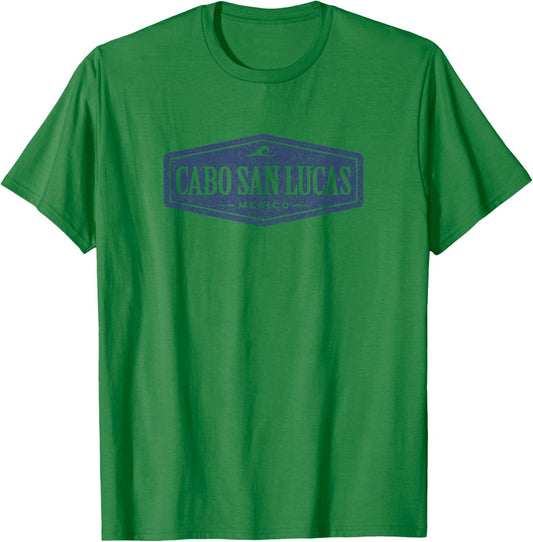 Cabo San Lucas Mexico Retro Badge Souvenir T-Shirt - T-Shirt | Irish Green