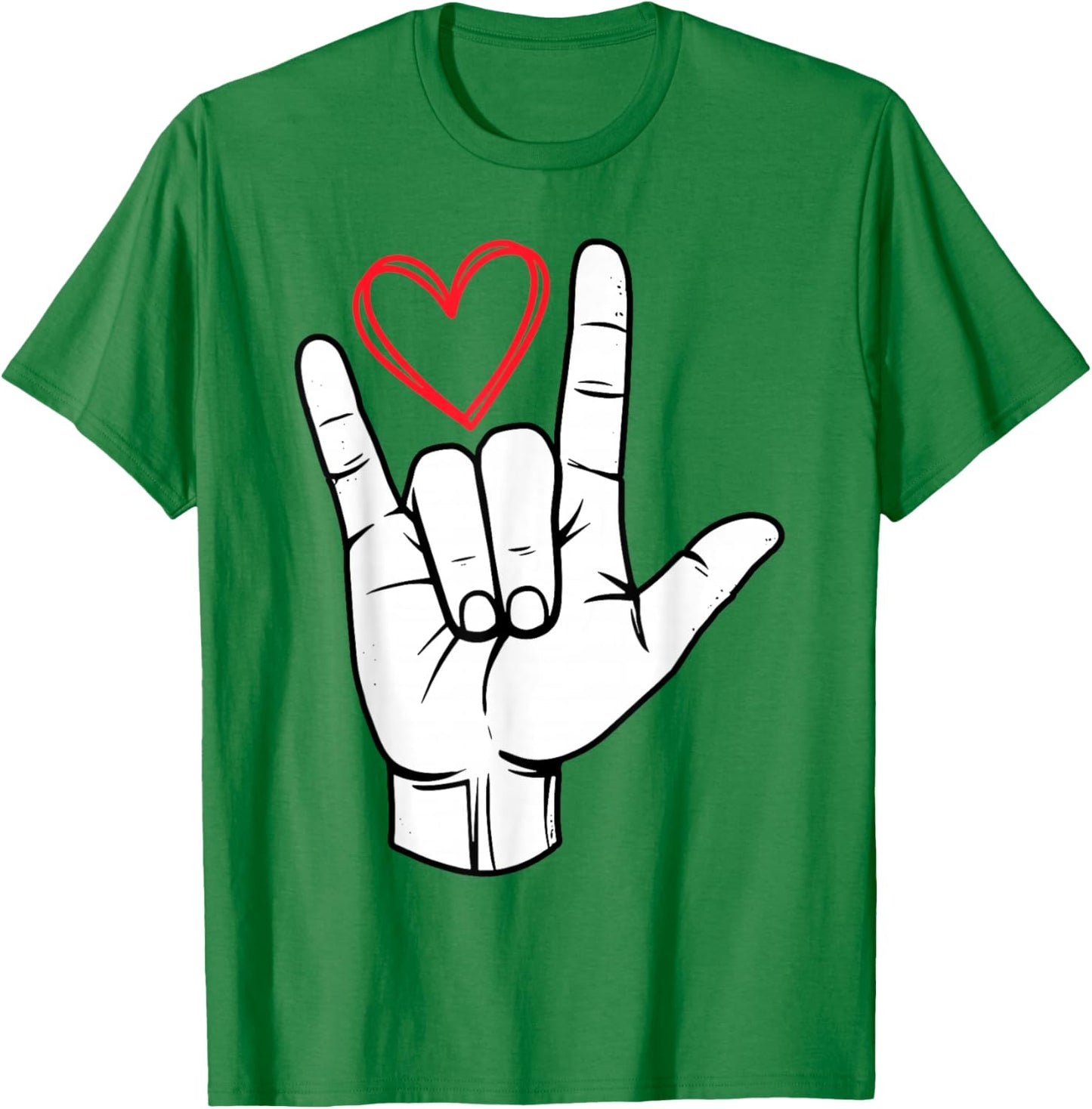 I Love You Sign Language Valentine's Day ASL Heart T-Shirt - T-Shirt | Irish Green