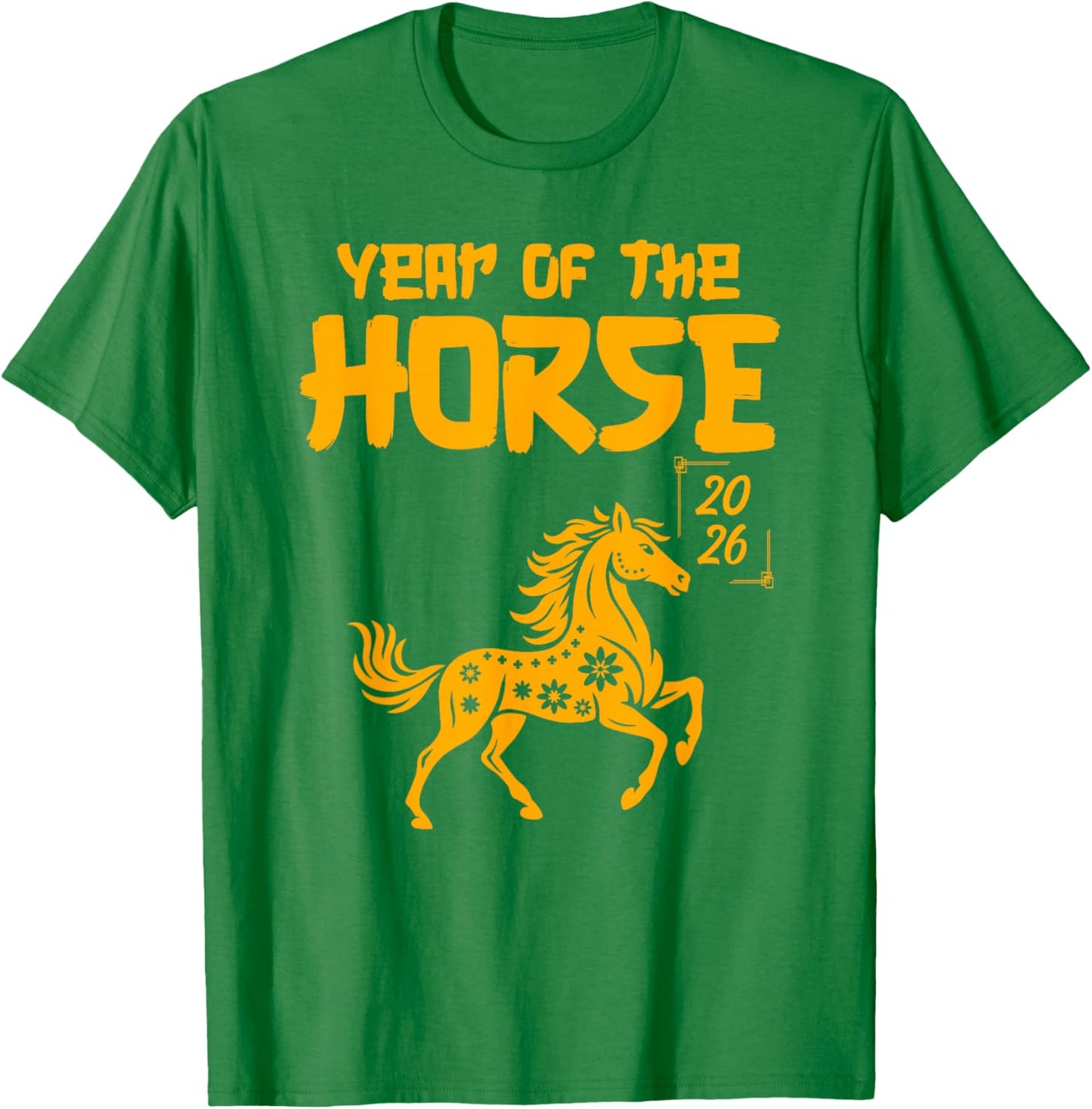 Year of The Horse 2026 Happy New Year Golden Horse T-Shirt - T-Shirt | Irish Green