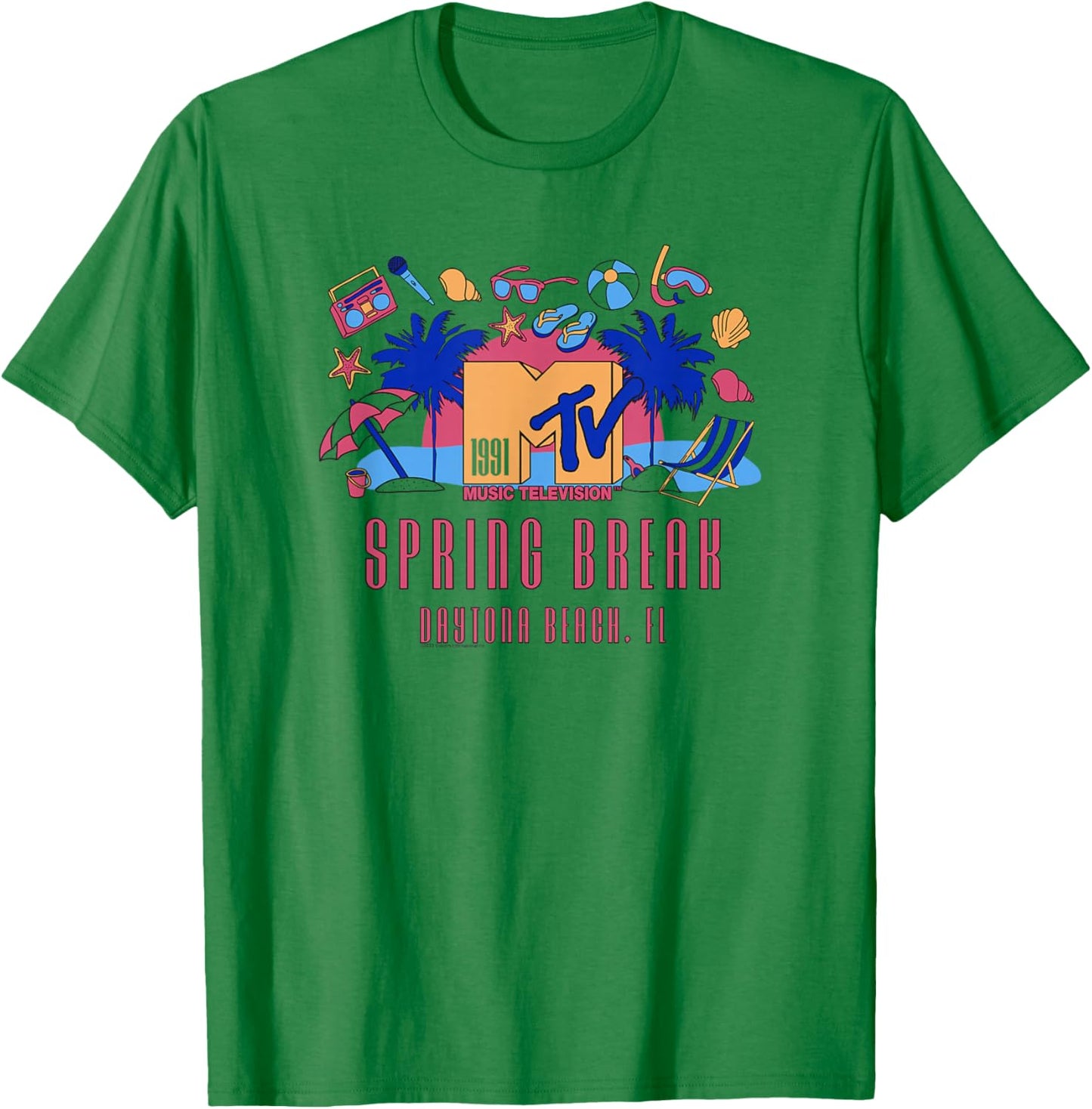 MTV Spring Break Daytona Beach 1991 Icons Vintage TV T-Shirt - T-Shirt | Irish Green