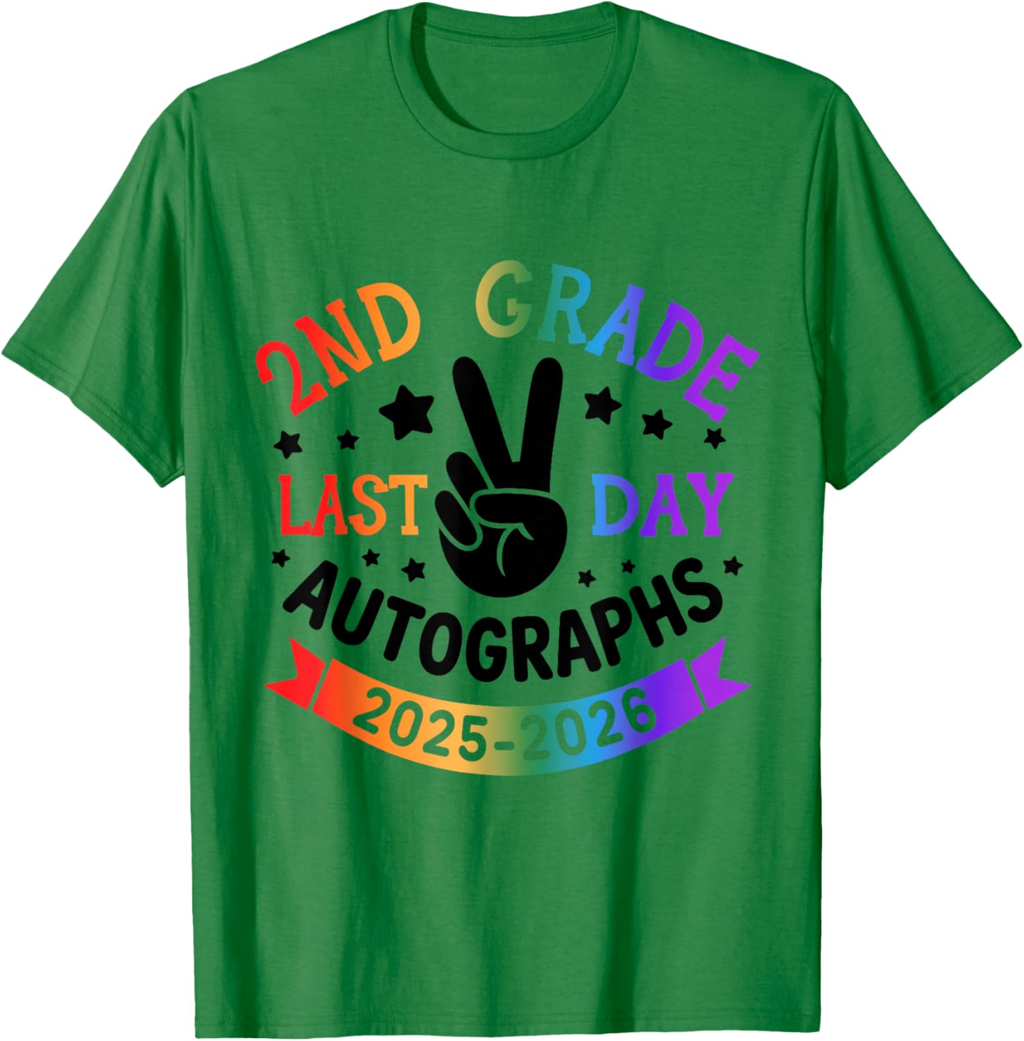 Last Day of School Autograph 2nd Grade Graduation 2026 Kids T-Shirt - T-Shirt | Irish Green