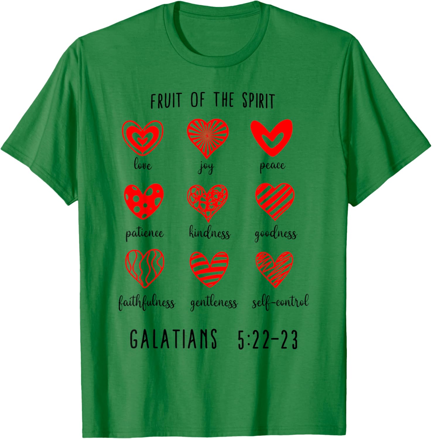 Fruit of The Spirit Christian Hearts Galatians 5:22-23 T-Shirt - T-Shirt | Irish Green